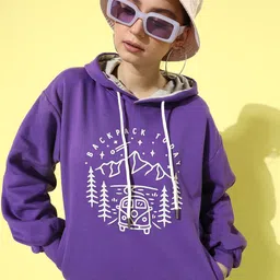 DILLINGER Women Graphic Printed Hooded Oversized Sweatshirt-image-33