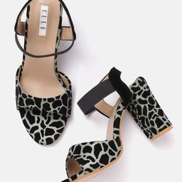 ELLE Women Abstract Textured Velvety Finish Block Heels-43