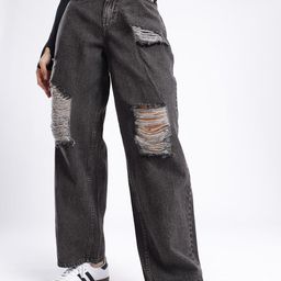 glitchez Women Distressed Skater Light Fade Jeans-image-7