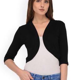 Espresso Black Solid Open Front Shrug-8