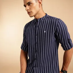 French Connection Self Striped Slim Fit Casual Shirt-image-1