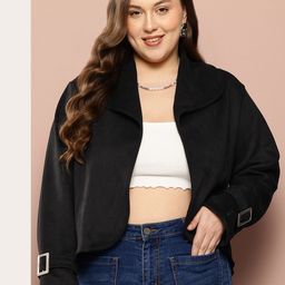 Sztori Plus-Size Crop Open Front Jacket-24