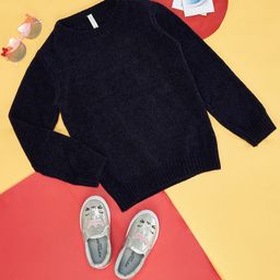 Pantaloons Junior Girls Navy Blue Solid Pullover-picture-47