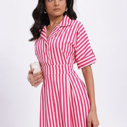 Stylecast X Hersheinbox Candy Striped Cuban Collar Maxi A-Line Dress-image-66