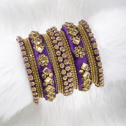 Peora Set Of 2 Gold-Plated Stones-Studded Bangles image 3