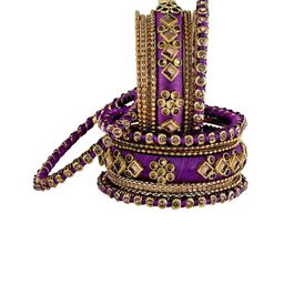 Peora Set Of 2 Gold-Plated Stones-Studded Bangles image 5