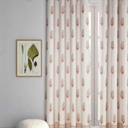 Fabindia Home Nilima Brown & White Cotton 9 ft Long Door Curtain-image-89