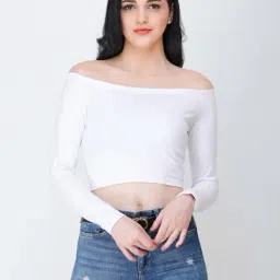 Scorpius White Regular Fit Crop Top-image-10