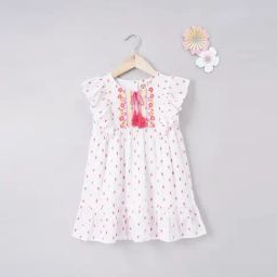 Ed-a-Mamma Kids White Embroidered Flared Dress-image-52