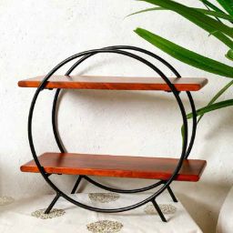 Home4U Mauri Round Black & Brown Wood Two Tier Kitchen Organizer-33