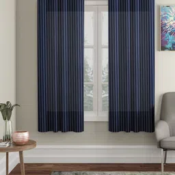 HOSTA HOMES Blue Set of 2 Striped Window Curtain-image-31