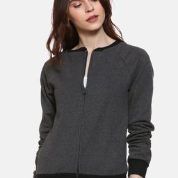 Campus Sutra Women Charcoal Grey Solid Sweatshirt-image-45