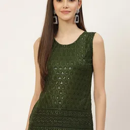 BRINNS Olive Green Sequin Embellished Top-image-74