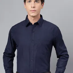 Hancock Navy Slim Fit Formal Shirt-image-62