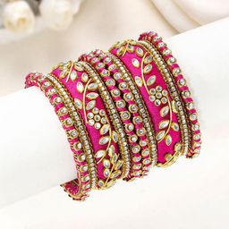 Peora Set Of 10 Gold-Plated Kundan Studded Chuda Bangles-picture-7
