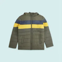 Pantaloons Junior Olive & Yellow Color Block Full Sleeves Jacket-image-22