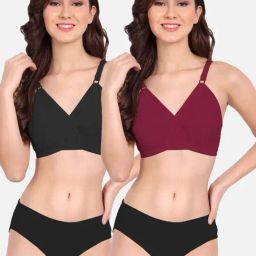 FIMS: Fashion is my Style Black & Maroon Cotton Lingerie Set - Pack Of 2-image-77