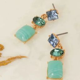 Accessorize London Women's Green Mixed Gem Short Drop Earrings-image-91