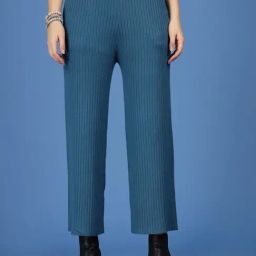 Mafadeny Teal Regular Fit Mid Rise Palazzos-image-40