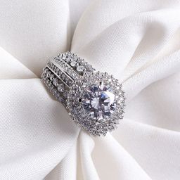 AARSHVI Silver-Plated Faux Cubic Zirconia Studded Adjustable Finger Ring-image-36