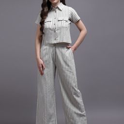 KALINI Women Beige Striped Cotton  Co-Ords-image-53