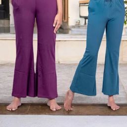 Kryptic Teal & Burgundy Cotton Relaxed Fit Lounge Pants - Pack of 2-image-89