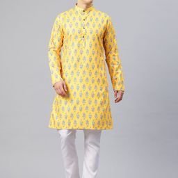 Luxrio Men Floral Printed Mandarin Collar Kurta-picture-50