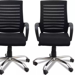 Stolica Boom Back Mesh Office Chair with Crome Base Black Full Pack of 2 Piece-30