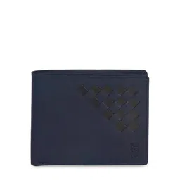 Second SKIN Men Blue Woven Design Genuine Leather Two Fold Wallet-image-65