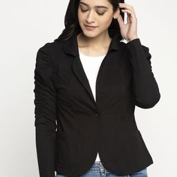DOOR74 Women Black Solid Blazer-picture-42
