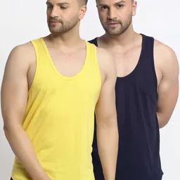 Friskers Men Pack Of 2 Solid Apple Cut Gym Vest-image-96