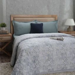 Maspar PBS Refined Retro Nouvel Quilted Blue Cotton Double Quilt - Set of 6-image-4