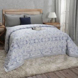 Maspar Vintage PBS Refined Retro Baroque Quilted Blue Cotton Double Quilt - Set of 6-image-23