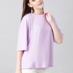 Kotty Lavender Relaxed Fit Oversized T-Shirt-image-40