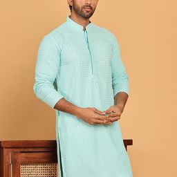 Jompers Men Floral Embroidered Thread Work Floral Kurta-picture-31