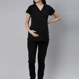 Kryptic Women Black Solid Maternity Night suit-image-84