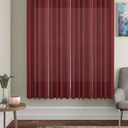 HOSTA HOMES Maroon Set of 4 Striped Window Curtain-image-82