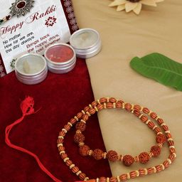 TIED RIBBONS Rudraksha Rakhi with Roli Chawal & A Card-58