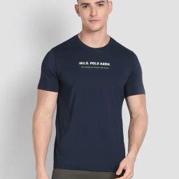 U.S. Polo Assn. Navy Blue Cotton Regular Fit Printed Lounge T-Shirt-image-44