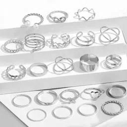 YouBella Set Of 22 Silver-Plated kunckle Finger Ring-5