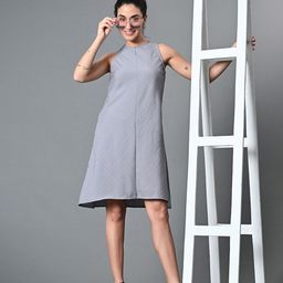 Myshka Solid Round Neck Sleeveless A-Line-image-64