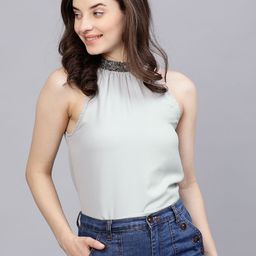 STREET 9 Grey Round Neck A-Line Top-32