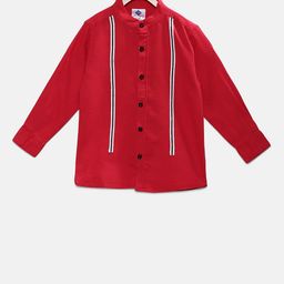 TONYBOY Boys Red Regular Fit Solid Casual Shirt-image-21