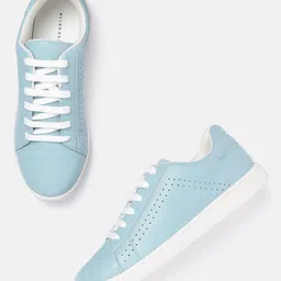 Allen Solly Women Blue Solid Sneakers with Perforated Detail-picture-4