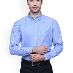 Southbay Men Blue Smart Slim Fit Solid Formal Shirt-image-118
