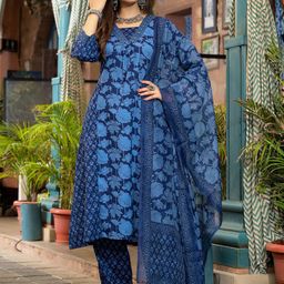 SRILICA Women Ethnic Motif Printed A-Line Kurta Set With Dupatta-51