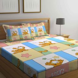 Myntra Elegant Homes Yellow & White Printed 300 TC King Bedsheet Set 2.5 m x 2.2 m-image-14