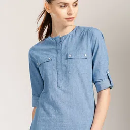 Harvard Blue Striped Shirt-Style Pure Cotton Sustainable Top-picture-7