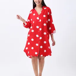 Qurvii Women Polka Dots Printed Shirt Dress-25