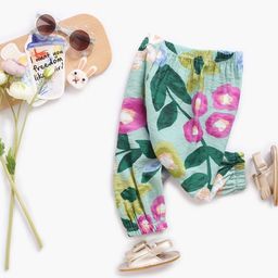 LULU & SKY Girls Floral Printed Tapered Fit High-Rise Joggers Trousers-picture-11